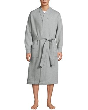 Lands' End Serious Sweats Calf Length Robe - Gray