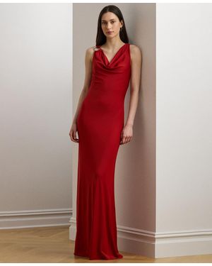 Ralph Lauren Ring-trim Jersey Cowlneck Gown - Red