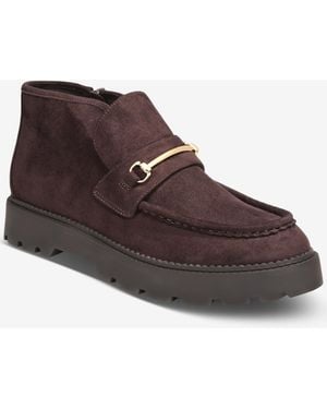 INC International Concepts Bertaa Lug Slip-resistant Round Toe Suede Ankle Booties - Brown
