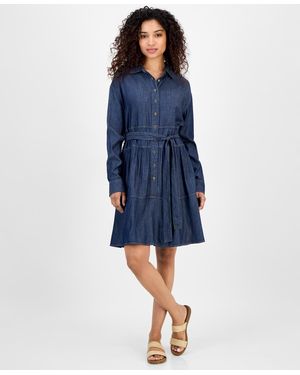 Nautica Chambray Tie-waist Shirtdress - Blue