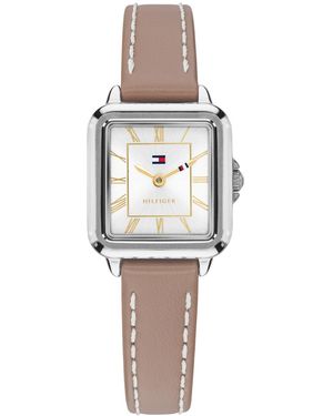 Tommy Hilfiger Quartz Gray Leather Strap Watch 24mm X 22.5mm - White