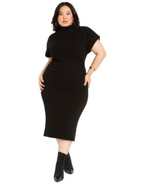 Eloquii Plus Size Short Sleeve Sweater Dress - Black