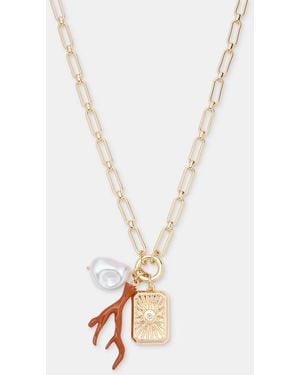 On 34th Pave Crystal & Imitation Pearl Multi-charm Pendant Necklace - White