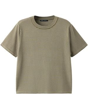 Mango New Now Short-sleeve Striped Crewneck Sweater - Green