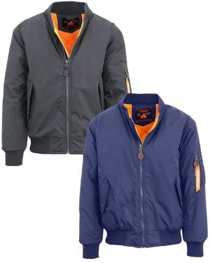 Spire By Galaxy Heavyweight Ma-1 Bomber Flight Jacket - Blue