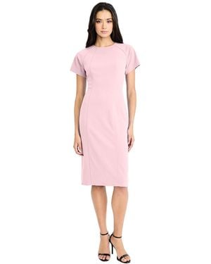 Maggy London Short-sleeve Sheath Midi Dress - Pink