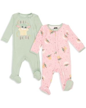 Star Wars Baby Girls 2 Pack Zip Up Sleep N' Play Coveralls - Pink