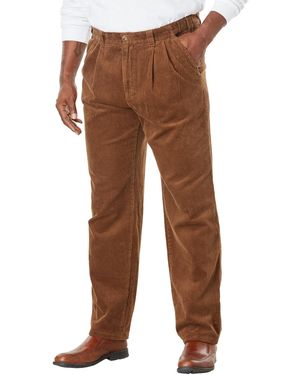 Kingsize Big & Tall Expandable Waist Corduroy Pleat-front Pants - Brown