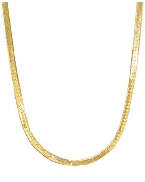 Italian Gold Herringbone Chain 20" Necklace - Metallic