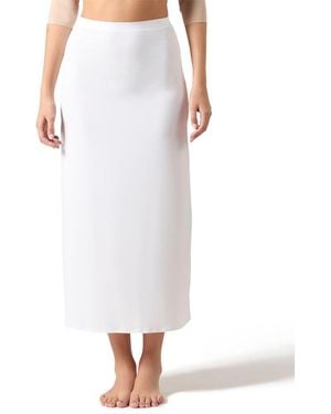 Memoi Silky-smooth Bonded 34" Maxi Slip Skirt Csp202-34 - White