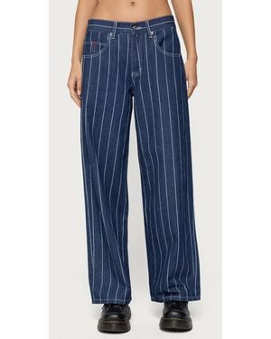 Edikted Kyler Pinstripe Low Rise Jeans - Blue