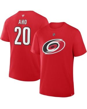 Fanatics Sebastian Aho Carolina Hurricanes Authentic Stack Name Number T-shirt - Red