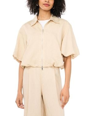 Vince Camuto Cropped Collared Neck Jacket - Natural