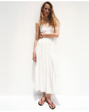 Mango Ruffled A-line Dress - White