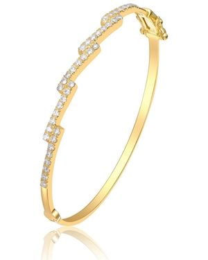 Genevive Jewelry Cubic Zirconia Sterling Silver 14k Plated Zig Zag Bangle - Metallic
