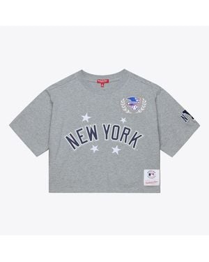 Mitchell & Ness New York Yankees Pep Rally Cropped Boxy T-shirt - Gray