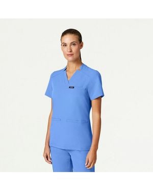 Jaanuu Helia 3-pocket Slim Notched V-neck Scrub Top - Blue