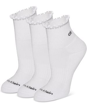 Calvin Klein 3-pk. Ruffled Quarter Performance Socks - White