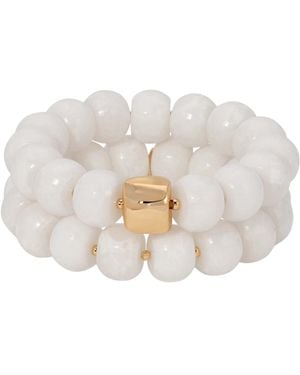 Ettika 18k Gold-plated Power Bead Stack Bracelet - White