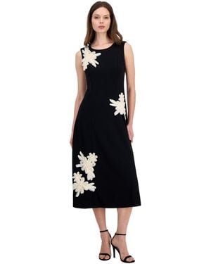 Anne Klein A-line Floral Midi Dress - Black
