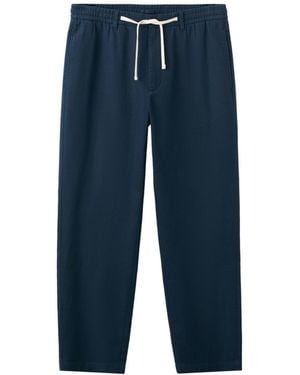 Mango New Now Relaxed-fit Cotton-linen Blend Pants - Blue