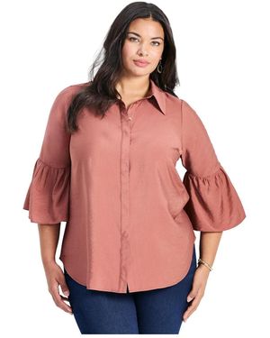 Avenue Sonia Bell Sleeve Shirt - Orange