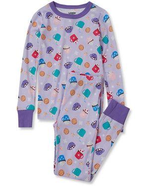 Lands' End Kids Long Sleeve Top And Bottom Snug Fit Pajama Set - Blue