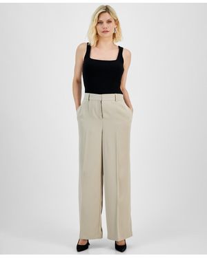 INC International Concepts Petite High-rise Wide-leg Pants - Natural