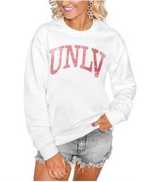 Gameday Couture Unlv Rebels Distressed Snap Perfect Oversized Pullover Sweatshirt - White