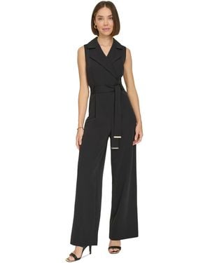 Tommy Hilfiger Sleeveless Belted Jumpsuit - Black