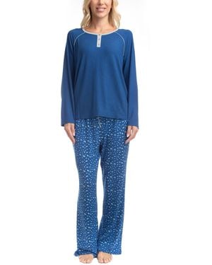 GOODNIGHT KISS Cherry Merry Henley Pj Set - Blue