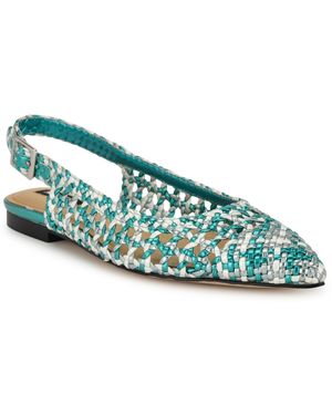 Nine West Soel Pointy Toe Slingback Dress Flats - Green