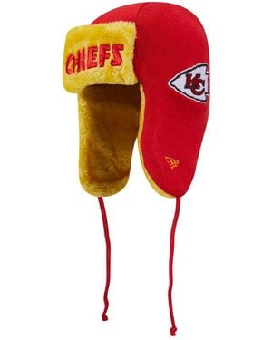 KTZ Kansas City Chiefs Helmet Head Trapper Knit Hat - Red