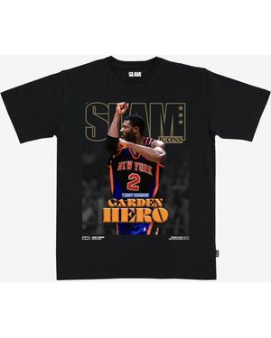 Slam And Larry Johnson New York Knicks Hardwood Classics Cover T-shirt - Black