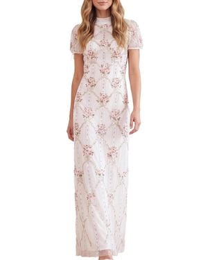 Needle & Thread High-neck Embroidered Maxi Gown - Multicolor