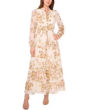Msk Long-sleeve Maxi Dress - Natural