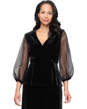 Alex Evenings Stretch Velvet 3/4-sleeve Twinset - Black