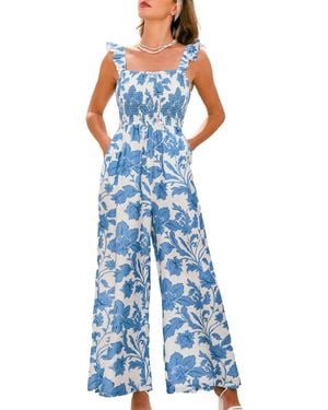 CUPSHE Mesmerizing Floral Jumpsuit - Blue