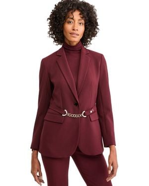 Anne Klein Notch Collar Belted Blazer - Red