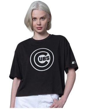 Starter Chicago Cubs Holy Grail Boxy Cropped T-shirt - Black