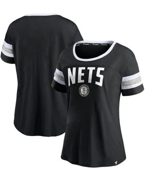 Fanatics Black And Heathered Gray Brooklyn Nets Block Party Striped Sleeve T-shirt
