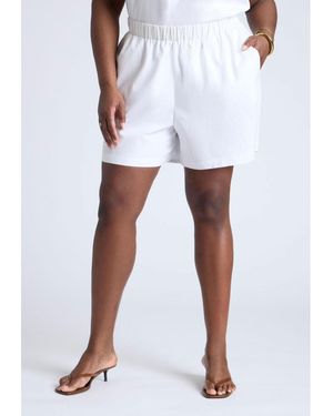 Eloquii Easy Pull On Linen Blend Short - White