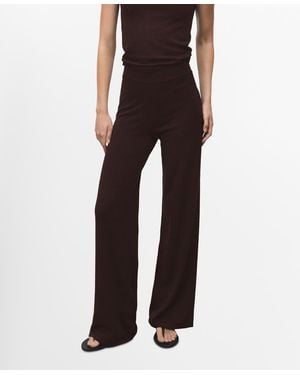 Mango Fine-knit Wide Leg Pants - Black