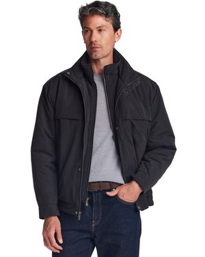 Weatherproof Microfiber Fleece-lined Bib Front Bomber Jacket - Blue