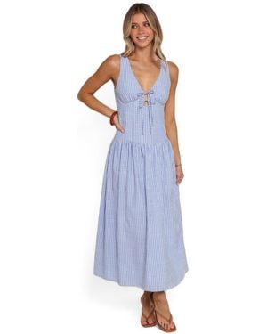 Petal & Pup Vanessa V-neck Striped Maxi Dress - Blue