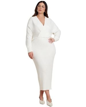 Eloquii Wrap Sweater Maxi Dress - Natural