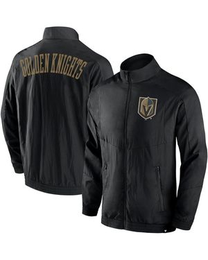 Fanatics Vegas Golden Knights Step Up Crinkle Raglan Full-zip Windbreaker Jacket - Black