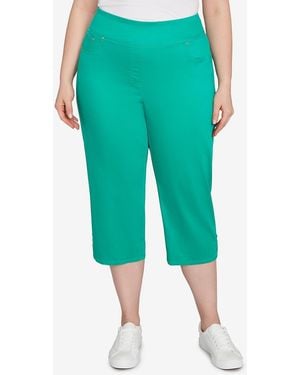 Ruby Rd. Plus Size Ladder Hem Soft Denim Capri Jeans - Green