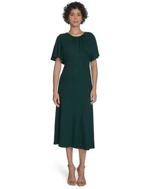 Calvin Klein Flutter Sleeve Midi Dress - Green