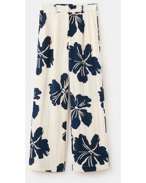 Mango Straight Floral-printed Lyocell Pants - White